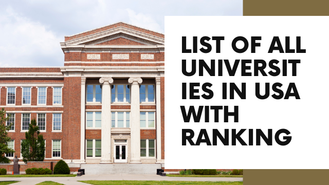 List of All Universities in USA with Ranking​